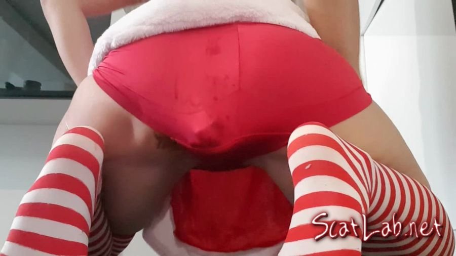 Xmas Red Panties Gift (Love to Shit Girls) Panty Scat, Solo [HD 720p] Scatology