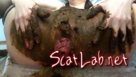 Anal prolapse in shit (ScatLina) Defecation, Solo [FullHD 1080p] Extreme Scat