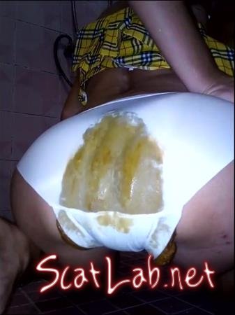 Filthy Schoolgirl Poop in Her White Panty and Make Big Mess with Poo Smearing (MissAnja) Extreme, Solo [FullHD 1080p] Panty Scat