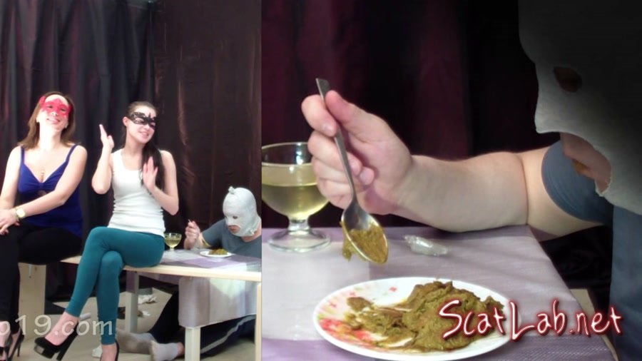 2 mistresses cooked a delicious shit breakfast for a slave (Smelly Milana) Toilet Slavery, Femdom [FullHD 1080p] Group Scat