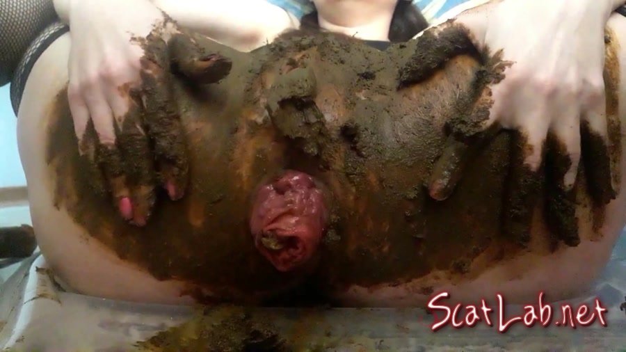 Anal prolapse in shit (ScatLina) Defecation, Solo [FullHD 1080p] Extreme Scat