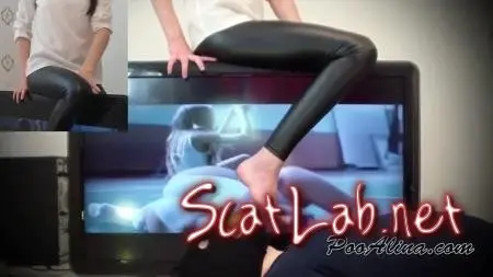 Alina shitting in mouth of the toilet slave sitting on the TV (Poo Alina) Femdom, Shit [HD 720p] Toilet Slavery