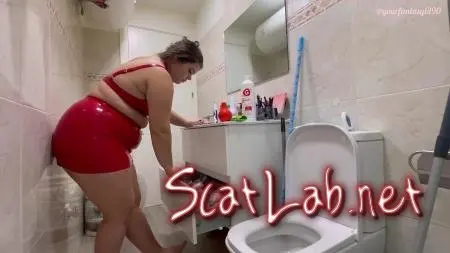 Enema accident in latex skirt (Yourfantasy6190) Latex, Solo, BBW [FullHD 1080p] Scat ScatLab.net