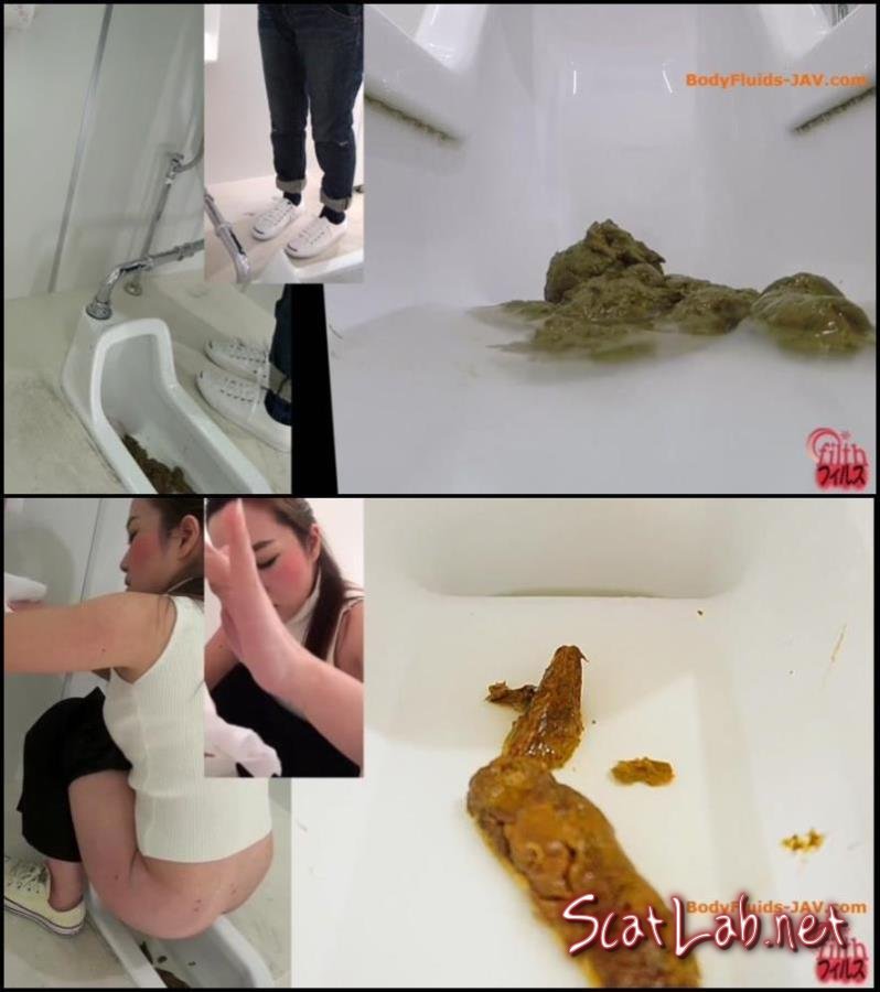 BFFF-143 Girls defecates big shit pile in public toilet close-up. (Filth poopingFilth scat) [FullHD 1080p]
