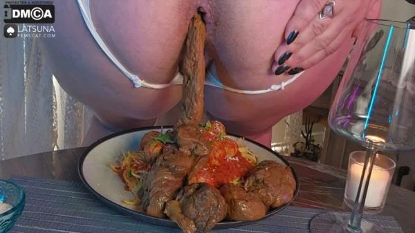 Dinner Scat Pasta (Lady Tsunam) Eating, Defecation [FullHD 1080p] Solo