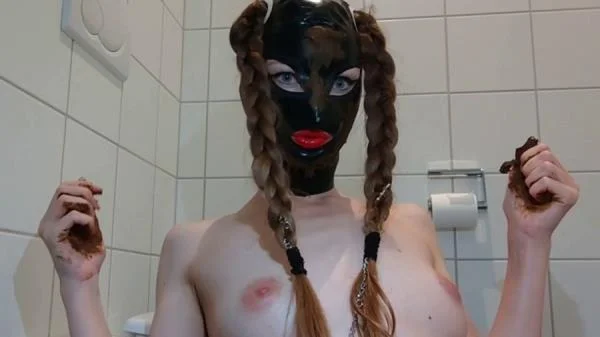 Shitting Rubber Mask (Kink Goddess) Latex, Shit, Solo [FullHD 1080p] Fetish