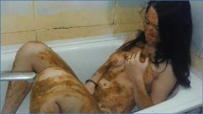 Perform Smearing with Astracelestial Matilda in Kitchen and Bathroom Scat Play - related scat video at ScatLab